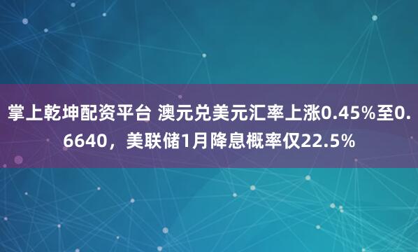 掌上乾坤配资平台 澳元兑美元汇率上涨0.45%至0.6640,美联储1月降息概率仅22.5%